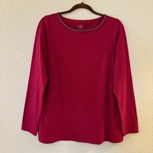 Belle by Kim Gravel Time To Shine TripleLuxe Knit Rumba Red Rhinestone Top M